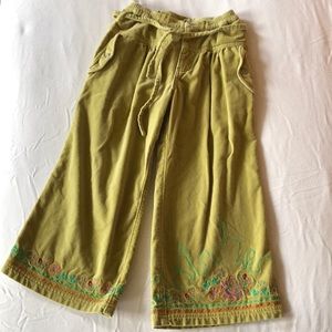 Oilily Girls SZ 6 Velvet Embroidered Flare Pants
